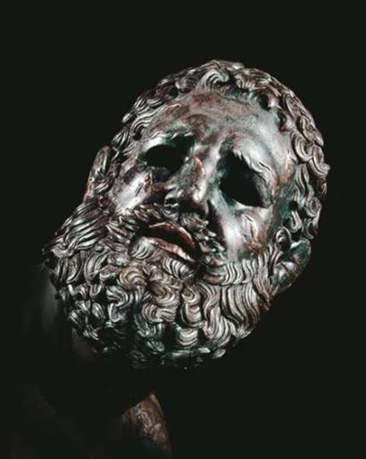 Ancient bronze bust on display at Palazzo Massimo